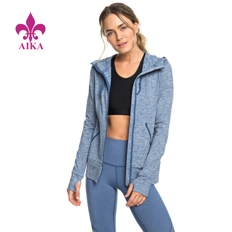 New Hot Sale Warm Thumb holes Cuffs Breathable Mesh Back Zip-Up Sports Yoga Hoodie Jacket