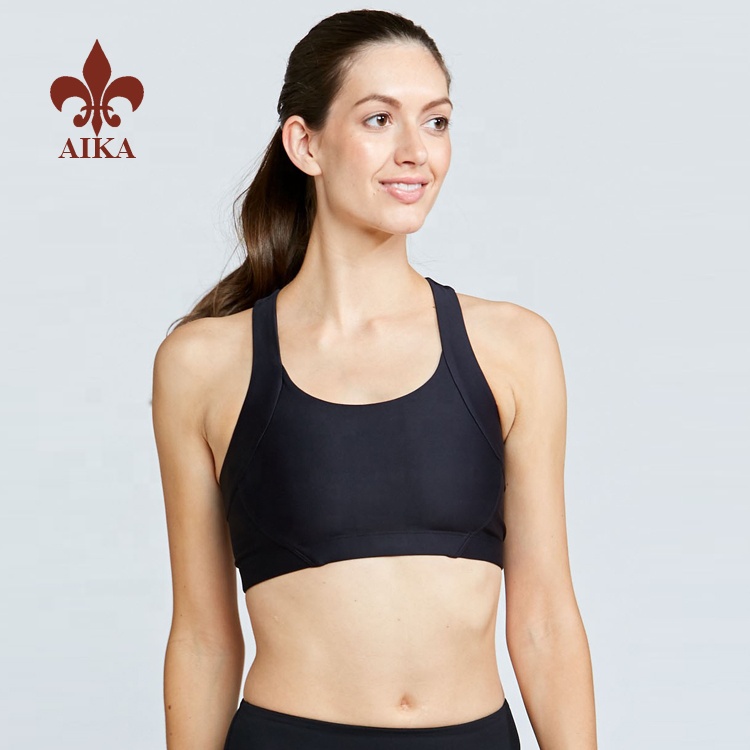 China Manufacturer for Wholesale Sportswear -
 High quality custom made private label sexy girls polyester spandex plain fitness black sports bra – AIKA