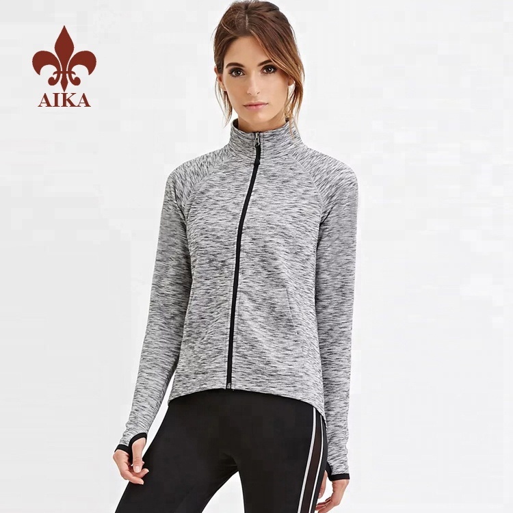 High quality Custom full zipper-up Dry fit outdoor girls sports wear jacket
