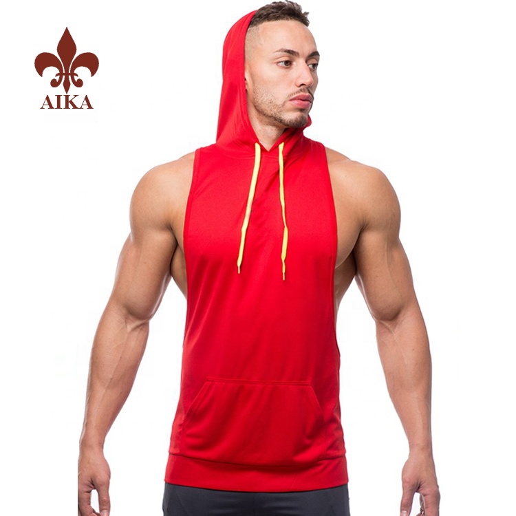Factory Supply Men Plain Shirt -
 Newest blank sleeveless crop hoodies custom men body fit running sports wear – AIKA