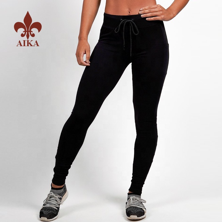 OEM/ODM Manufacturer Yoga Clothes Manufacuturer -
High quality Customized plain blank style ladies workout running fitness black skinny track pants – AIKA detail pictures