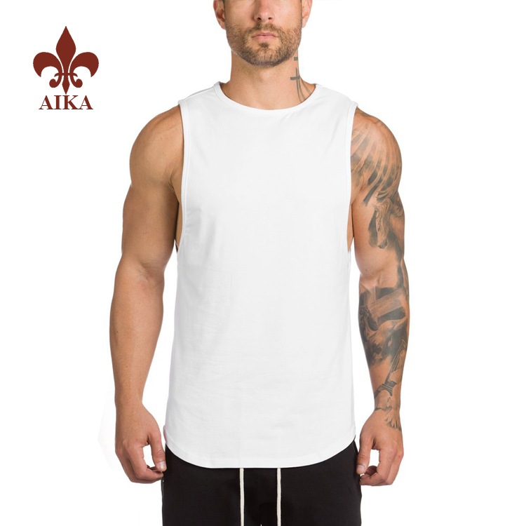 Factory Supply Men Plain Shirt -
2019 wholesale Dry fit cotton spandex sports wear custom men fitness gym stringer – AIKA detail pictures