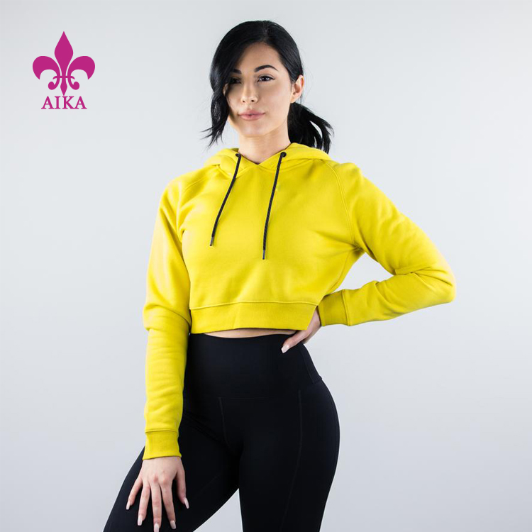 China wholesale Casual Shorts -
 2019 Wholesale Customized drawstring french terry loose fit pullover crop hoodies for women – AIKA