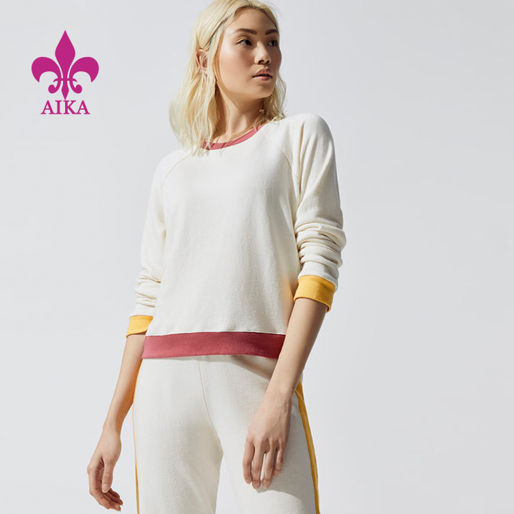 wholesale Custom cotton spandex women fitness plain sports sweatshirts