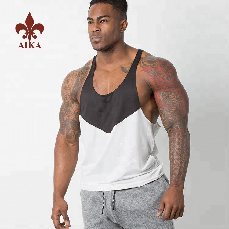OEM cotton polyester lightweight Racer back men gym tank tops