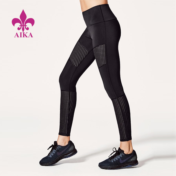 One of Hottest for Gym Clothes Supplier -
High Quality Custom Waisted Perforated Mesh Panelling Yoga Sports Women Leggings – AIKA detail pictures