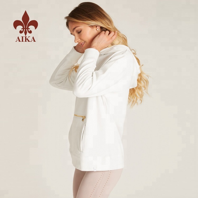 Hot sale Women Sports Pants -
High quality Wholesale customized long zipper pockets women white pullover tracksuits – AIKA detail pictures