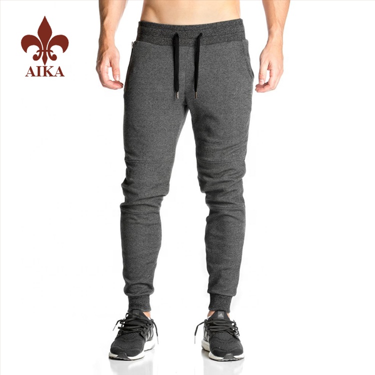 2021 High quality Men Tracksuits – wholesale custom sports style cotton polyester spandex mens gray joggers pants for men – AIKA detail pictures