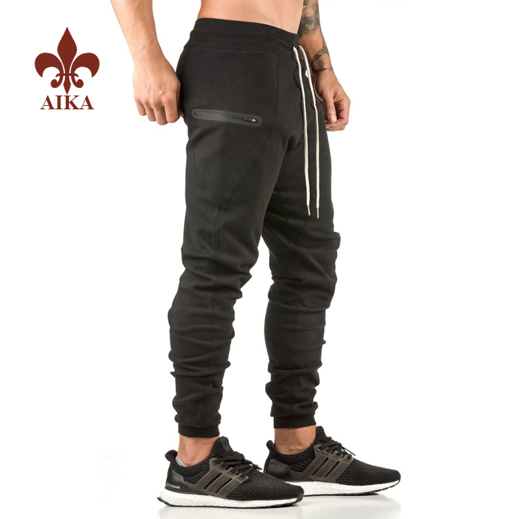 factory customized Gym Pants -
Hot sale custom Seamless adhesive zipper Designed cotton spandex men black pencil jogger pants – AIKA detail pictures
