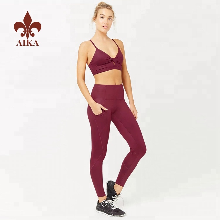 OEM manufacturer Yoga Clothes Manufacuturer -
2019 Custom High waist sexy womens skin tight gym yoga leggings with phone pockets – AIKA detail pictures