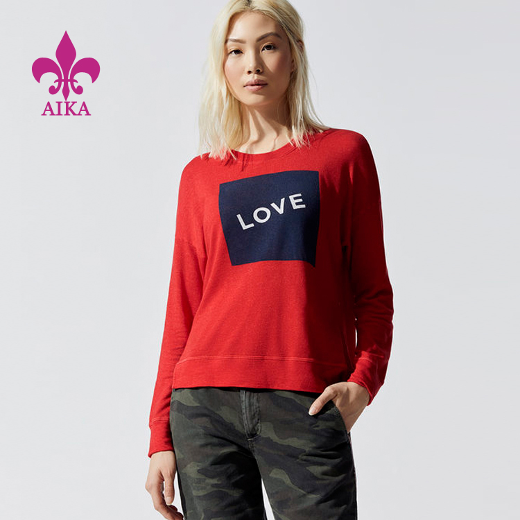 High quality Custom cotton spandex fleece fabric women plain sweatshirts