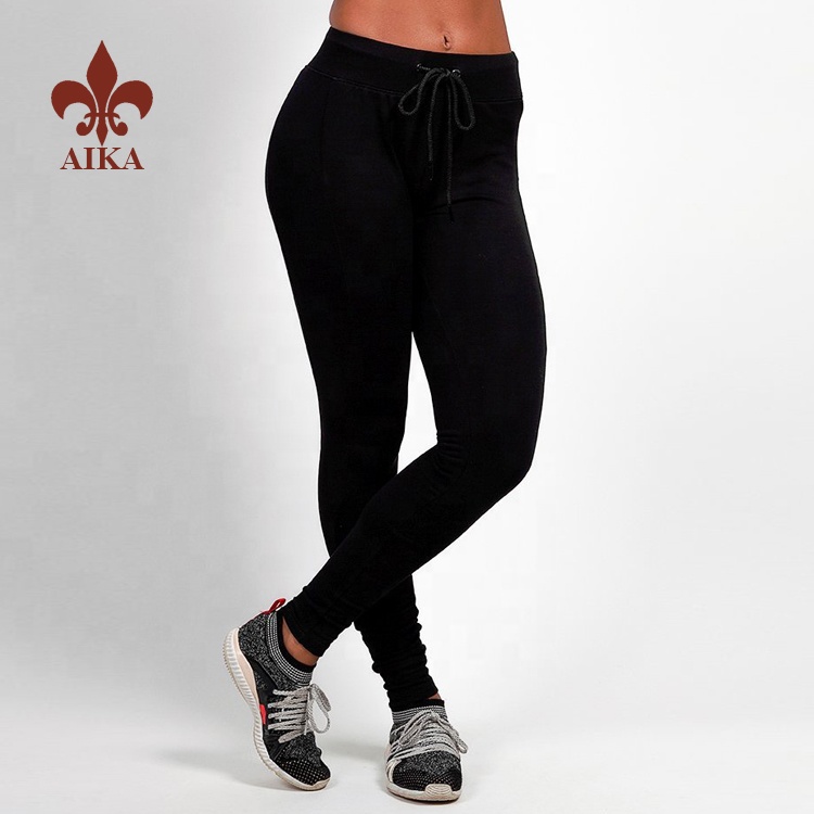 OEM/ODM Manufacturer Yoga Clothes Manufacuturer -
 High quality Customized plain blank style ladies workout running fitness black skinny track pants – AIKA
