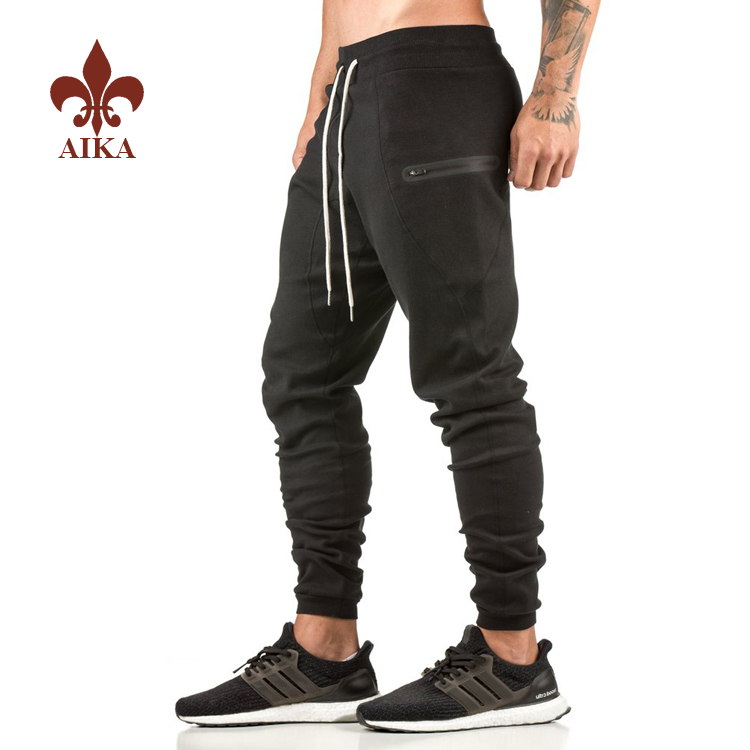 factory customized Gym Pants -
Hot sale custom Seamless adhesive zipper Designed cotton spandex men black pencil jogger pants – AIKA detail pictures
