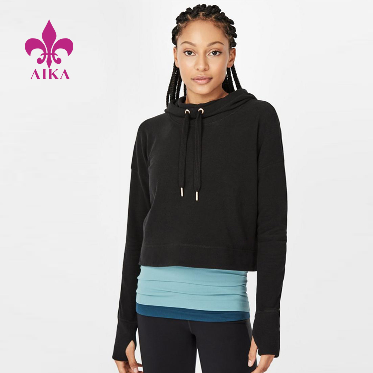Wholesale Fashion Classic Designed Women Crop Pullover Hoodies Sweatshirts