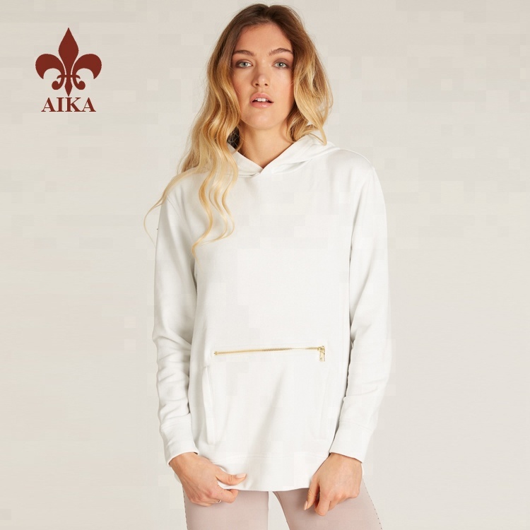 Hot sale Women Sports Pants -
High quality Wholesale customized long zipper pockets women white pullover tracksuits – AIKA detail pictures