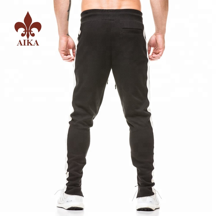 Free sample for Gym Fitness Wear -
High quality wholesale custom slim fit drop crotch stripe mens joggers with zipper pocket – AIKA detail pictures