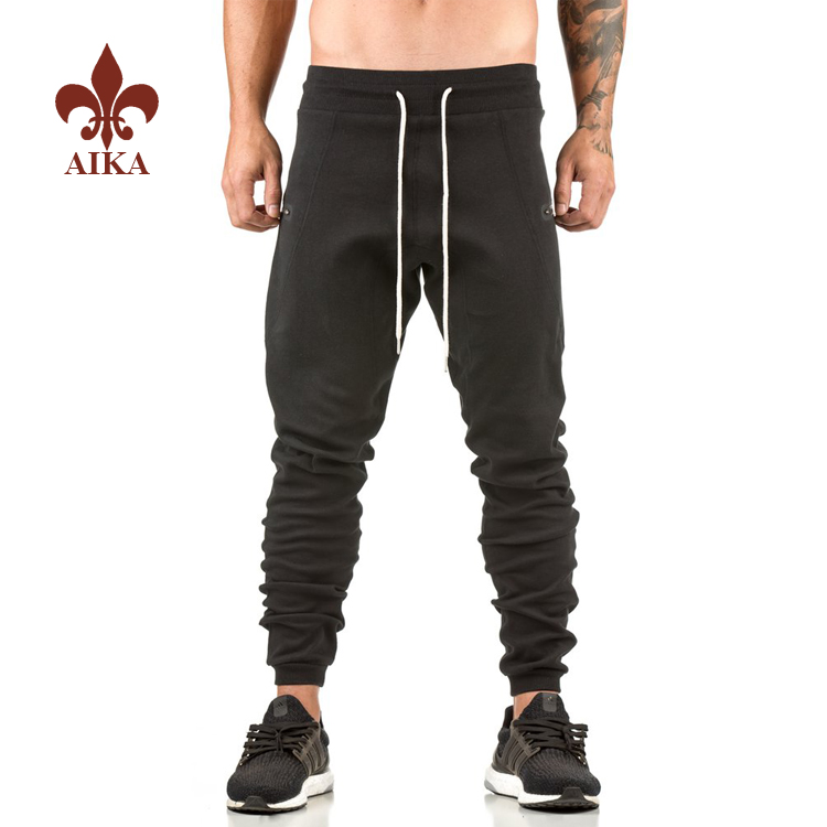 factory customized Gym Pants -
Hot sale custom Seamless adhesive zipper Designed cotton spandex men black pencil jogger pants – AIKA detail pictures