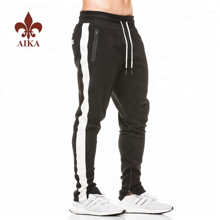 Ordinary Discount Yoga Pants Wear -
 High quality wholesale custom slim fit drop crotch stripe mens joggers with zipper pocket – AIKA