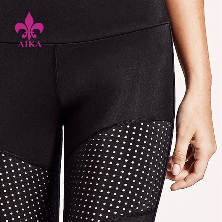 One of Hottest for Gym Clothes Supplier -
High Quality Custom Waisted Perforated Mesh Panelling Yoga Sports Women Leggings – AIKA detail pictures