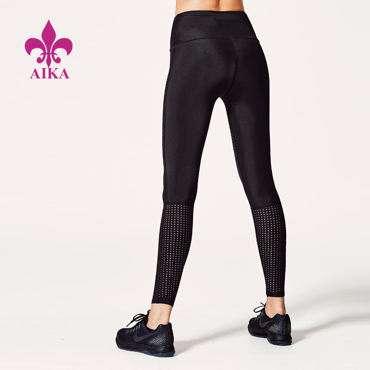 One of Hottest for Gym Clothes Supplier -
High Quality Custom Waisted Perforated Mesh Panelling Yoga Sports Women Leggings – AIKA detail pictures
