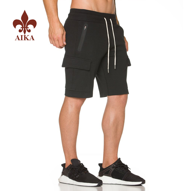 Wholesale workout sports wear custom mens gym cargo shorts with side pockets