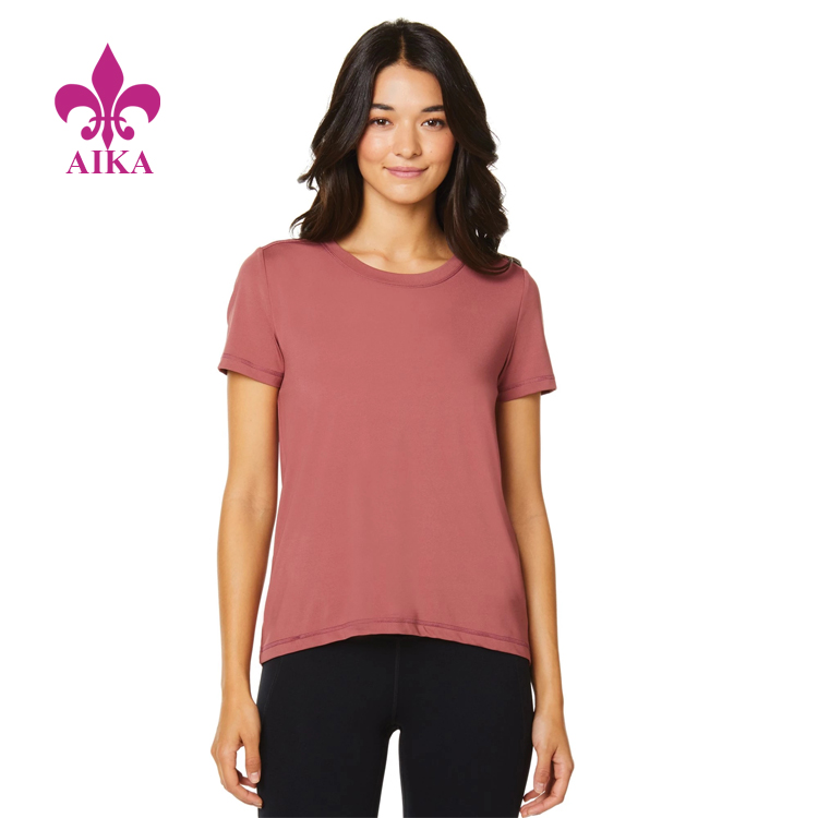 the most sold sports wear semi-fit workout top with open back details women gym t-shirt