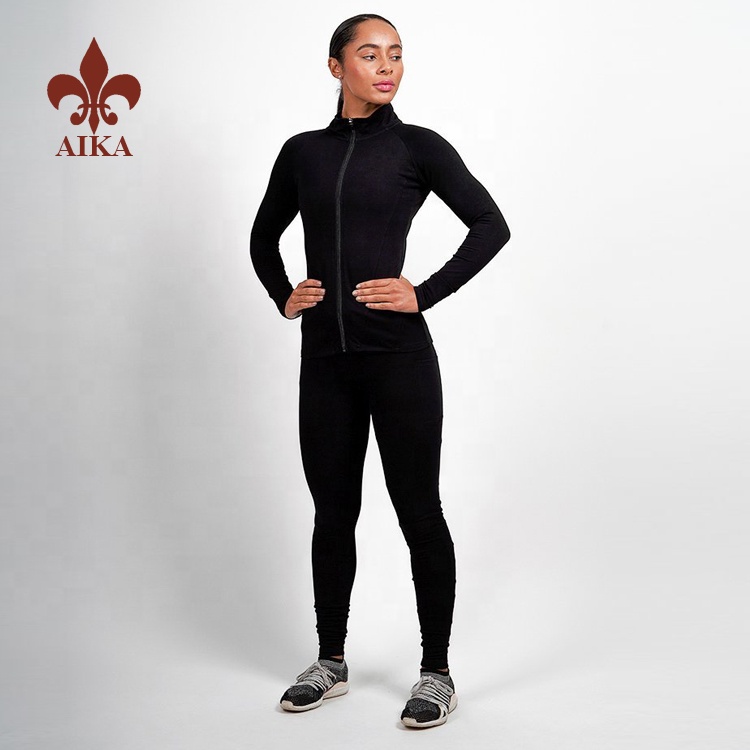 OEM/ODM Manufacturer Yoga Clothes Manufacuturer -
High quality Customized plain blank style ladies workout running fitness black skinny track pants – AIKA detail pictures