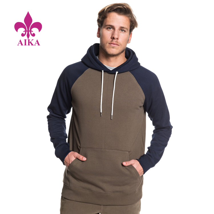 High Quality Custom Classic Style Comfortable Color Block Regular Fit Men Sports Hoodie