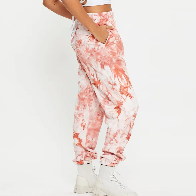 Fashion Design Elastic Waist Cotton Polyester Track Pants Gym Tie Dye Jogger For Women detail pictures
