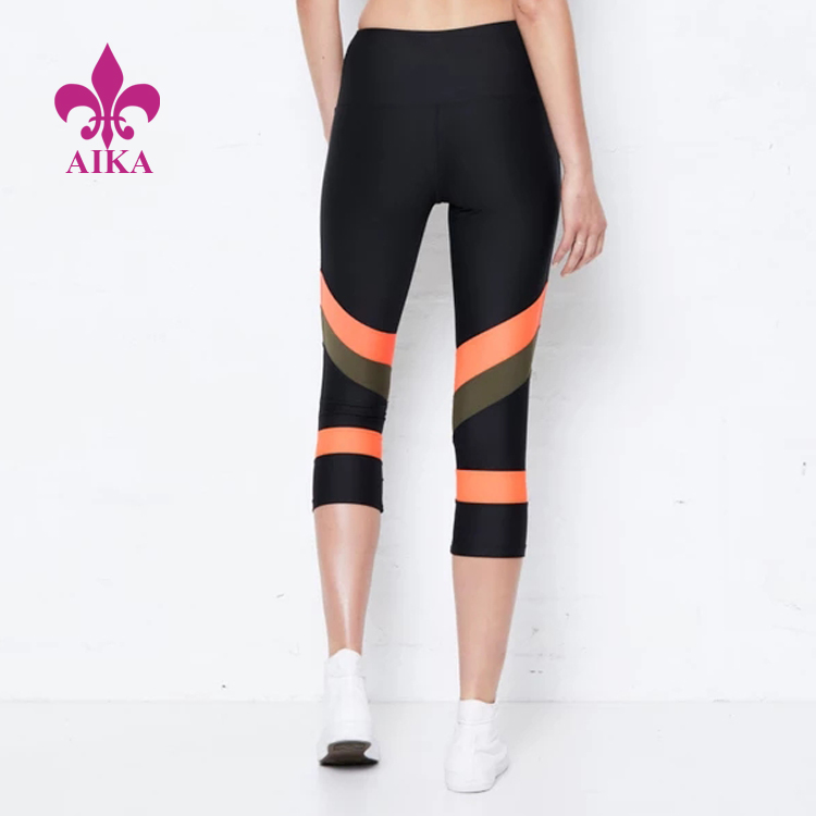 Manufactur standard Gym Vest -
Fitness Yoga Wear Leggings Colorblock Compression Mid Rise 7/8 Sports Leggings for Women – AIKA detail pictures