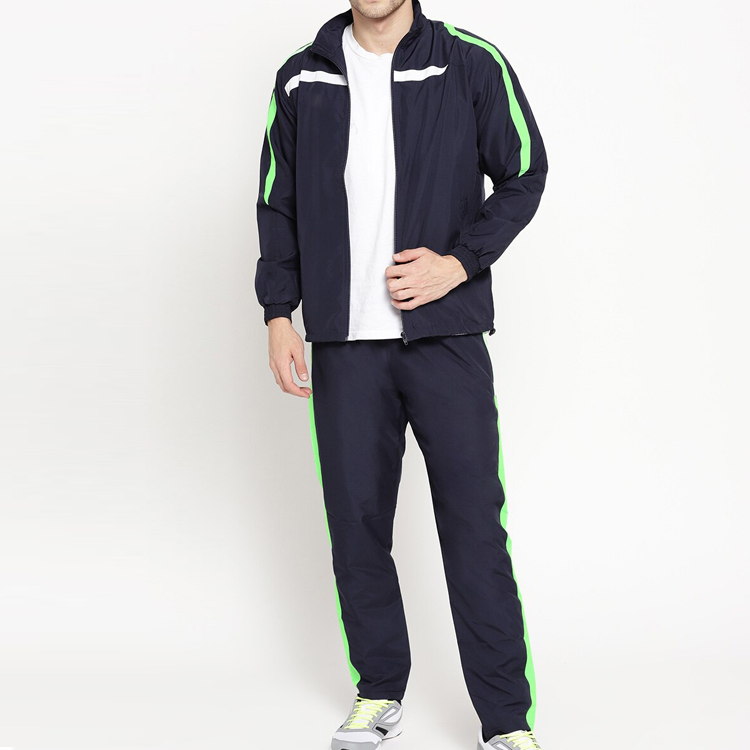 OEM High Quality Contrast Color Elastic Waist 100% Polyester Gym Woven Tracksuit For Men detail pictures