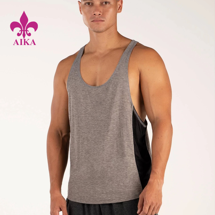 PriceList for Open Back Workout Long Sleeve Factory -
OEM Custom Mens Muscular Vest Sportswear Casual Low Collar Fitness Training Tank Tops – AIKA detail pictures