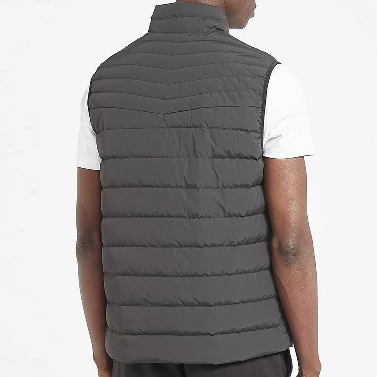 Top Quality High Neck Warmth Gym Sleeveless Down Jacket For Men With Button Pockets detail pictures