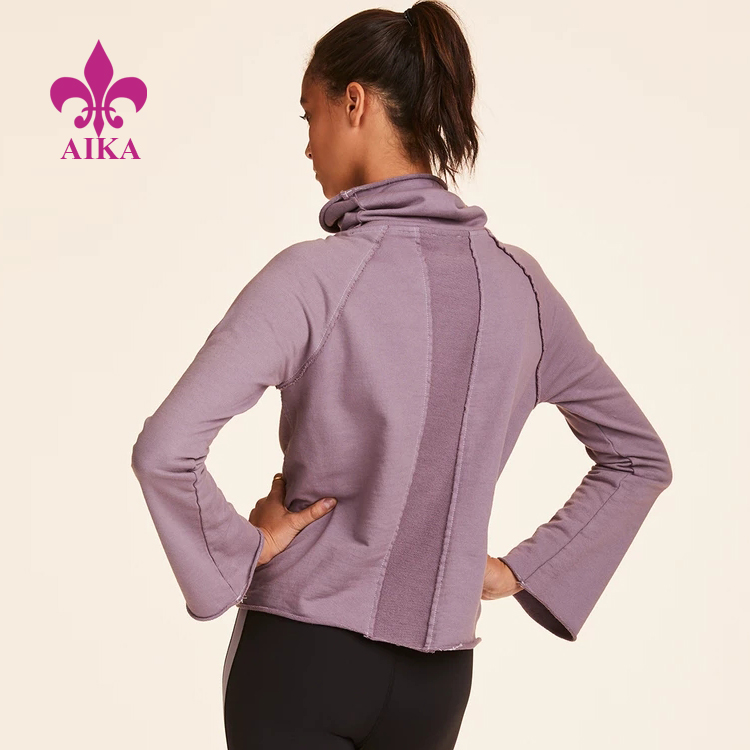 OEM Factory for Sports Wear Manufacturer -
Ladies Sports Wear Wide Funnel Neckline Open Bottom Sleeves French Terry Pullover Hoodie – AIKA detail pictures