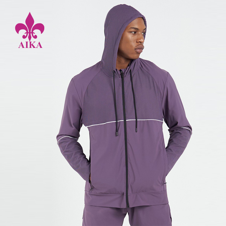 8 Year Exporter Drawstring Running Shorts -
Running Wear Custom Design Mesh Patchwork Workout Zipper Windbreaker Jackets – AIKA detail pictures