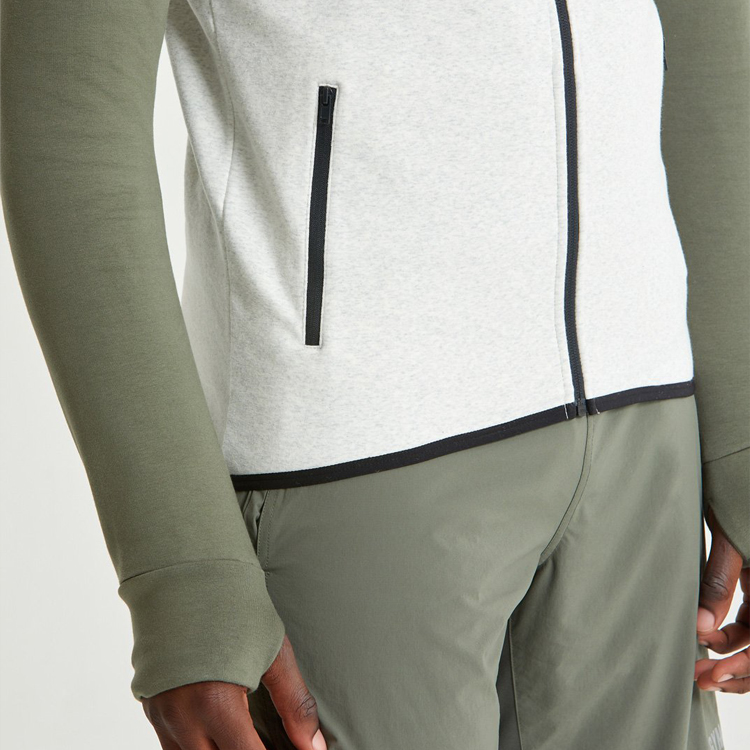 Wholesale Customize Color Panel Design Workout Slim Fit Full Zip Up Men Hoodie detail pictures
