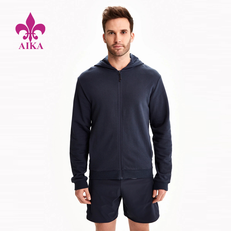 OEM/ODM Supplier Fitness Zip Up Hoodie – Wholesale Custom Active Wear Full Zip Structured Terry Hoodie Jacket Sweatshirt for Men – AIKA detail pictures