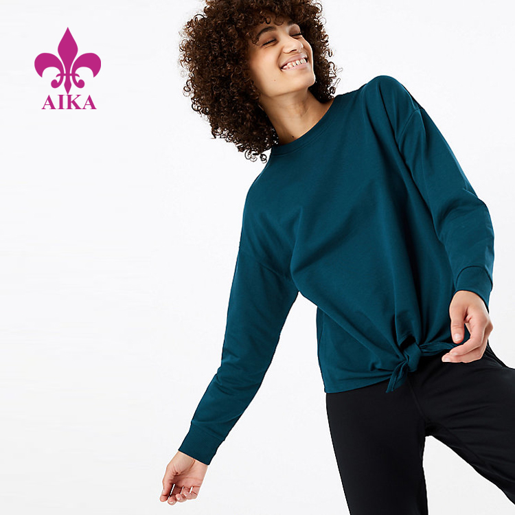 New Fashion Design Casual Style Breathable Knot Front Sweatshirt Sports Women Hoodie Without Hooded