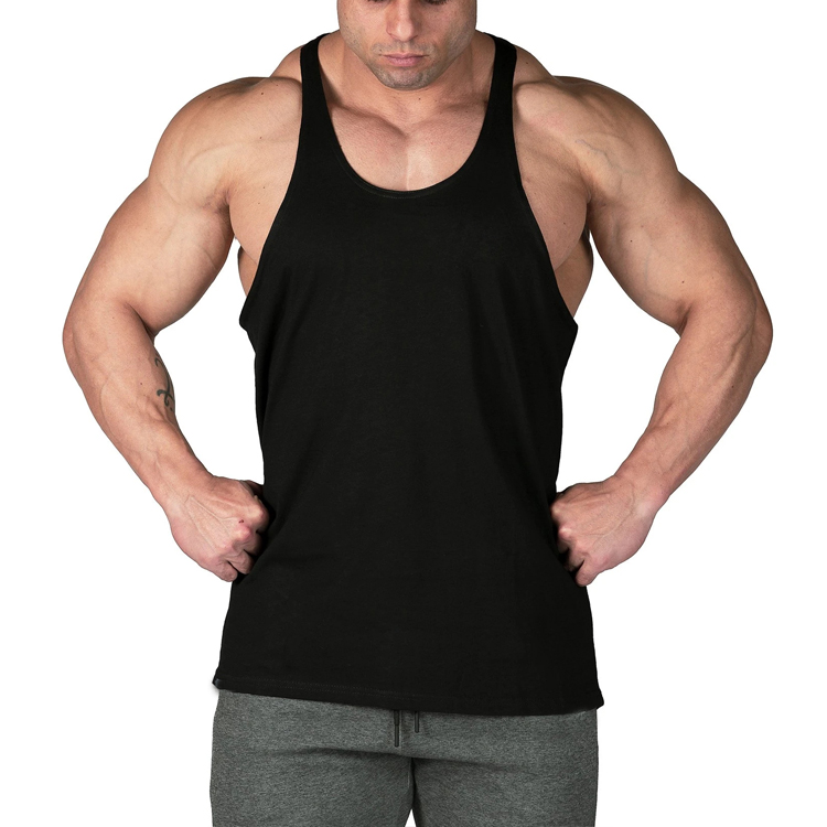 Hot Sale Logo Printing Quick Dry Polyester Spandex Fitness Tank Top For Men