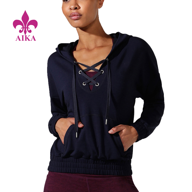 100% Original Adults Women Leggings -
 High Quality Custom Lace Up Super Soft Cropped Active Hoodie Women Sports Sweatshirt – AIKA