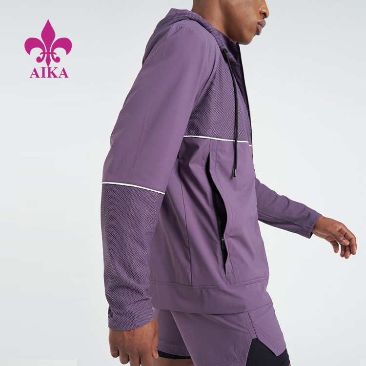 8 Year Exporter Drawstring Running Shorts -
Running Wear Custom Design Mesh Patchwork Workout Zipper Windbreaker Jackets – AIKA detail pictures