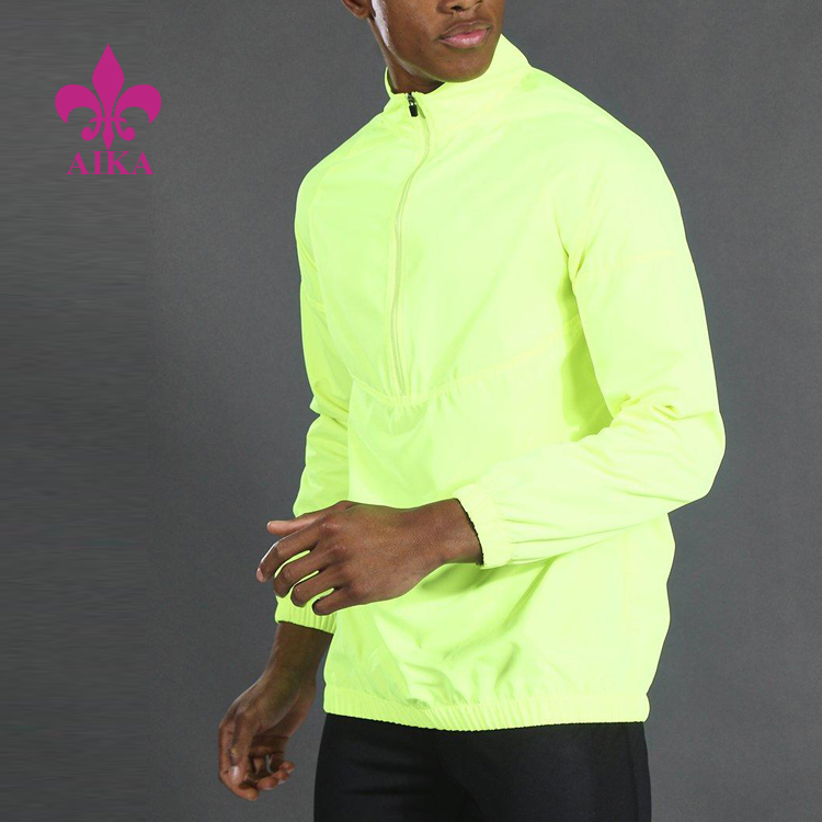 Custom Lighweight 100% Polyester Active 1/4 Zip Funnel Neck Windbreaker For Mens Sportswear