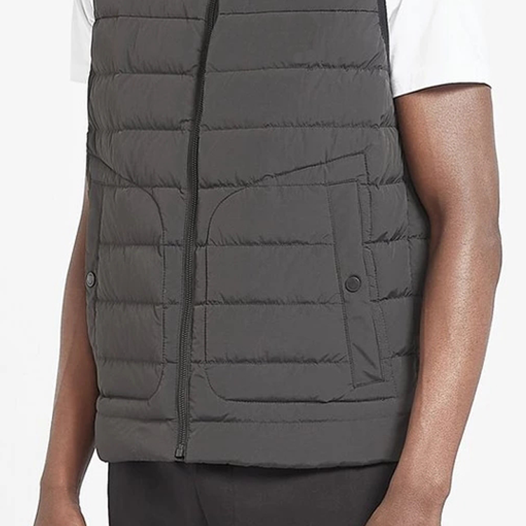 Top Quality High Neck Warmth Gym Sleeveless Down Jacket For Men With Button Pockets detail pictures