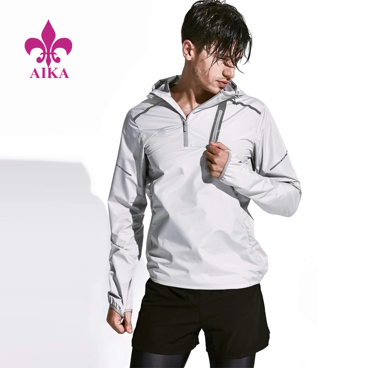 2019 wholesale price Men Joggers -
 Wholesale Custom Made Half Zipper Design Shiny Men Sports Training Pullover Jacket – AIKA