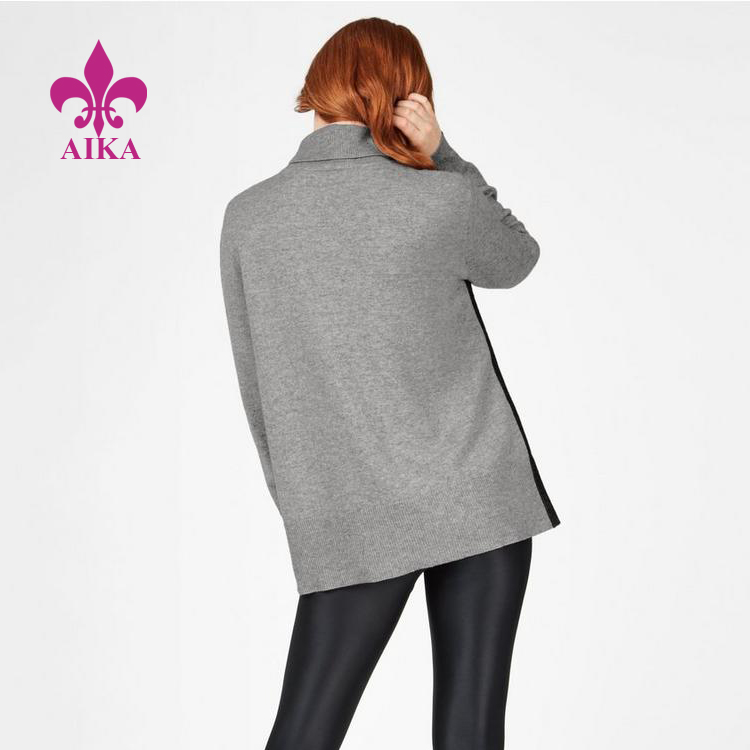 Factory Price Gym Yoga Wear -
Women Sports Wear Fashion Design High Neck Side Slits Keep Warm Cozy Style Hoodie – AIKA detail pictures