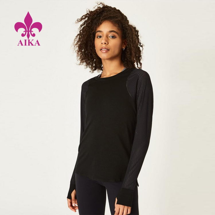 High Quality Custom Lightweight Long Sleeve Women Running Yoga Sports T-shirt