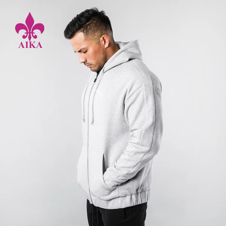 Custom Men Sports Wear Super Soft Fleece Comfortable Capital Zip Up Hoodie Jacket