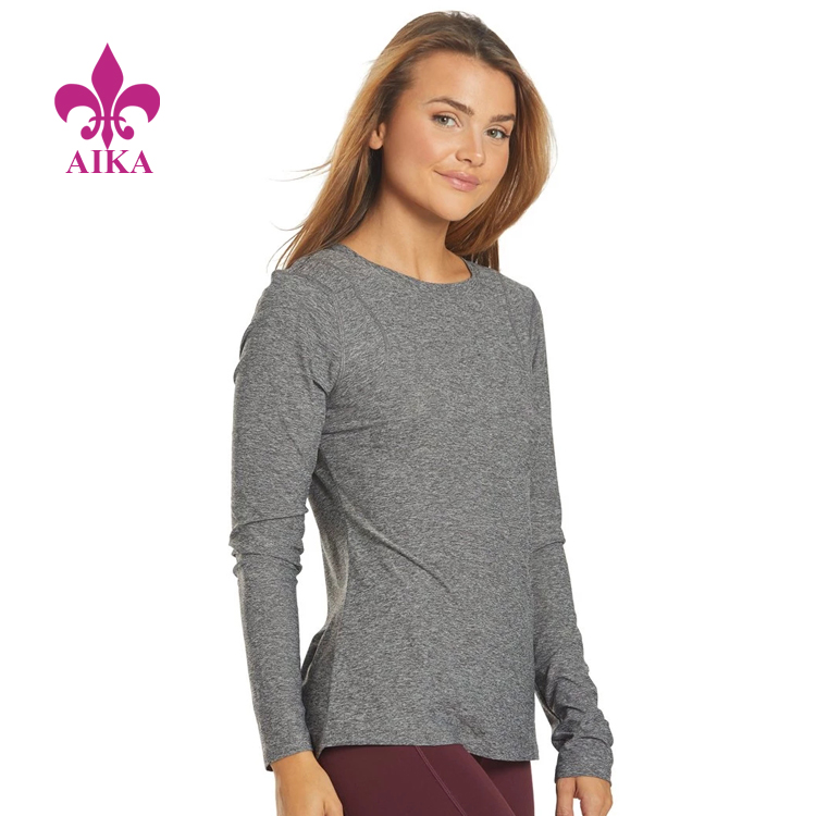 One of Hottest for Yoga Wear – Must-Have Custom Casual Basic Style Lightweight Semi-Fitted Women Long Sleeve Top – AIKA detail pictures