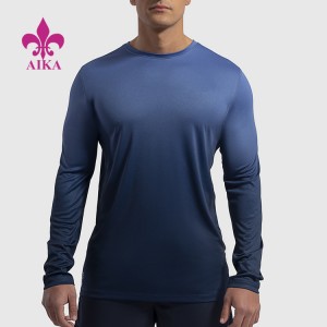 Bottom price Oem Mens Fitted Gym T Shirts -
 Custom Wholesale Gradient Color Block Fitness Long Sleeve T Shirt Men – AIKA