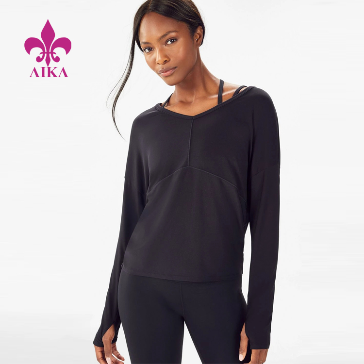 High reputation Women Gym Yoga -
OEM Wholesale Solid Breathable Lightweight Long Sleeve Top Women Sports T-shirt – AIKA detail pictures